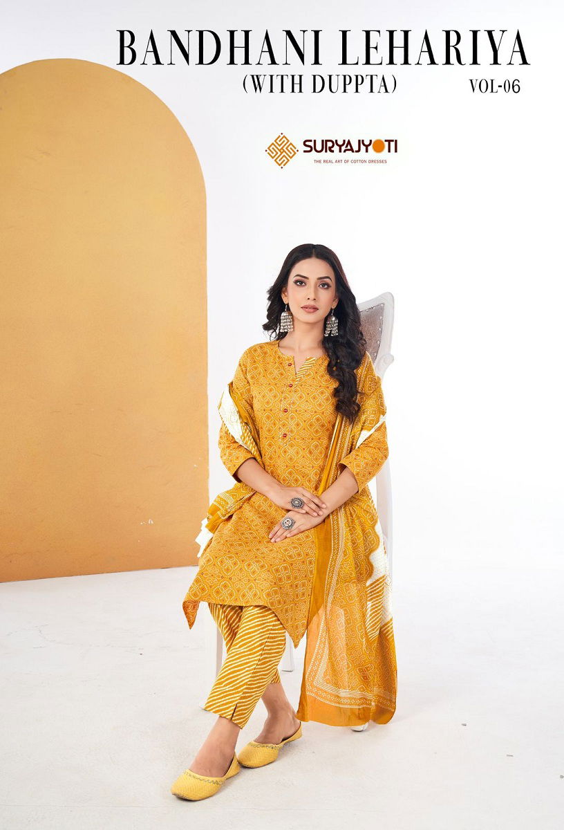 Bandhani Lehariya Vol 6 By Suryajyoti Printed Kurti With Bottom Dupatta Suppliers In Mumbai